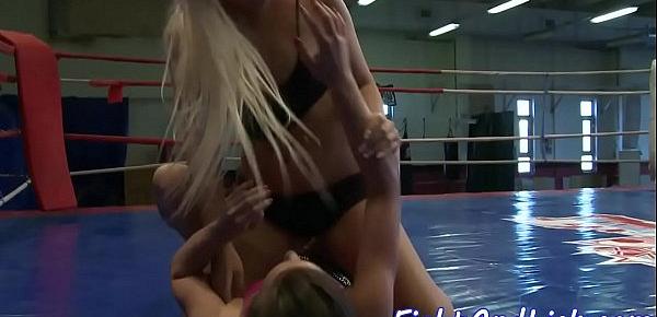  Wrestling lesbians toying and pussylicking